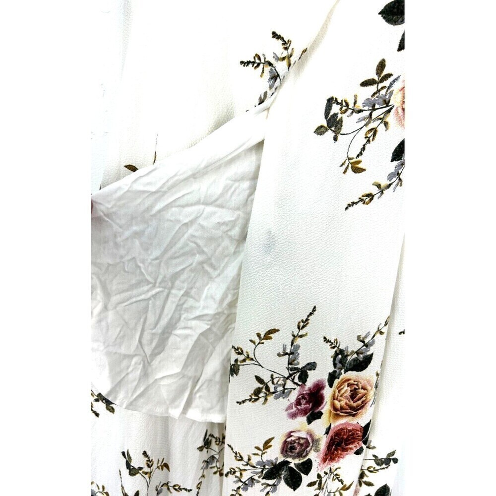 Showpo Womens Size 14 Cream Floral Wrap Coss Maxi Dress Cap Sleeves Flowy T4 - Picture 9 of 12